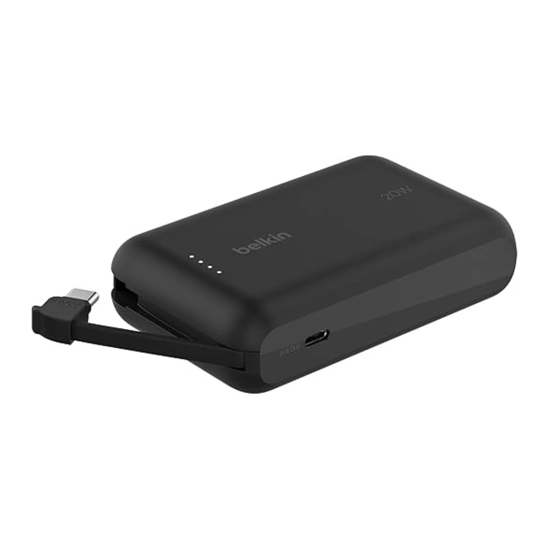 Belkin BoostCharge Power Bank 10K with Integrated USB-C Cable - Black