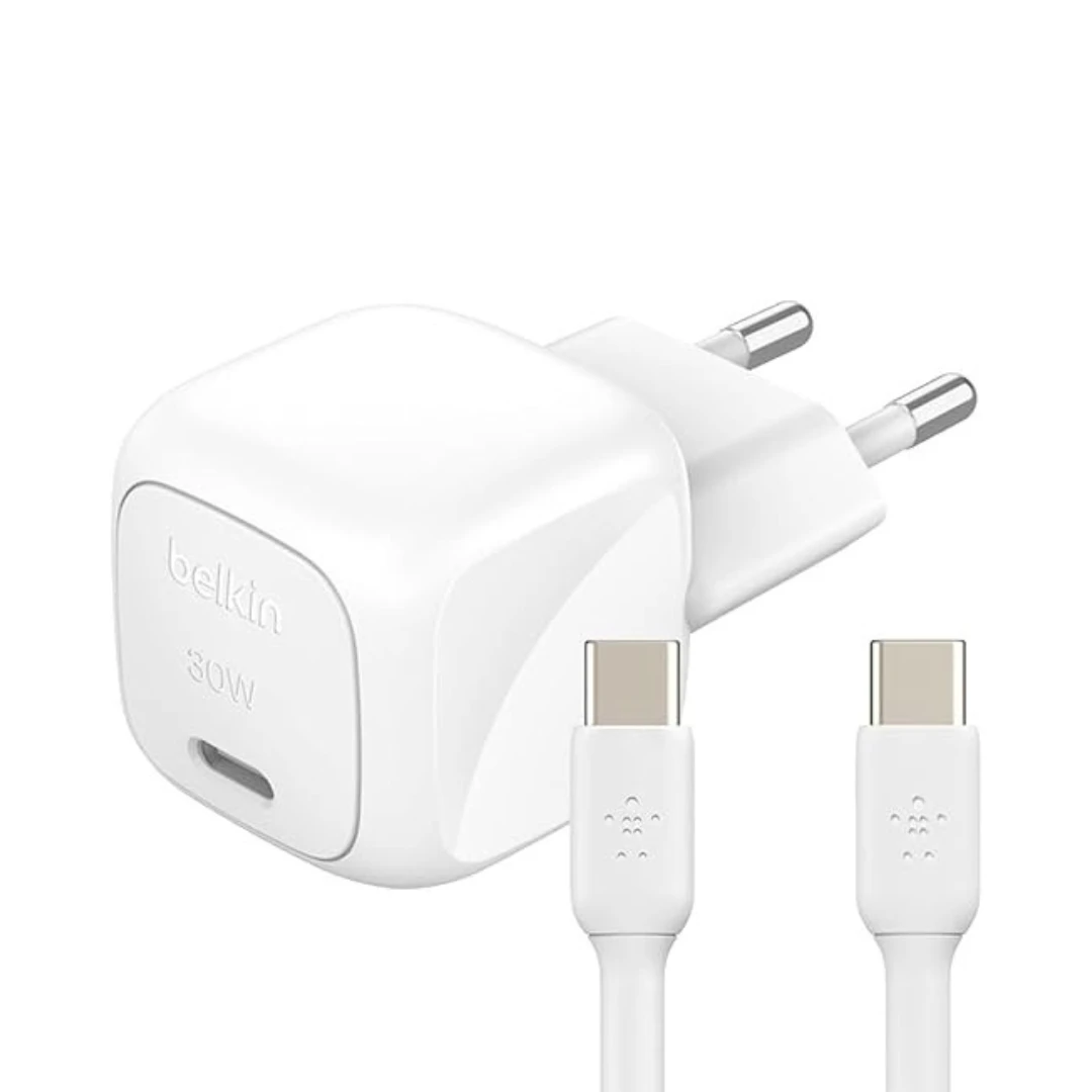 Belkin BoostCharge 30W Compact USB-C Charger with Cable - White
