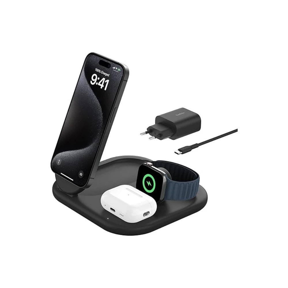 Belkin BoostCharge 3-in-1 Magnetic Foldable Wireless Charger with Qi2 15W