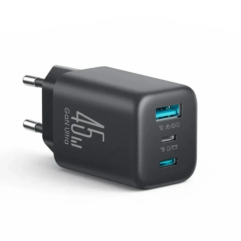 Joyroom JR-TO1 45W 3-Port GaN Wall Charger - Black EU