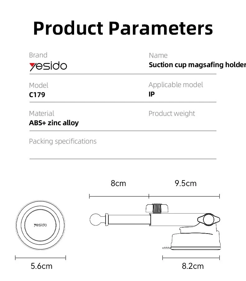 Yesido C179 20-magnet zinc-alloy dashboard holder