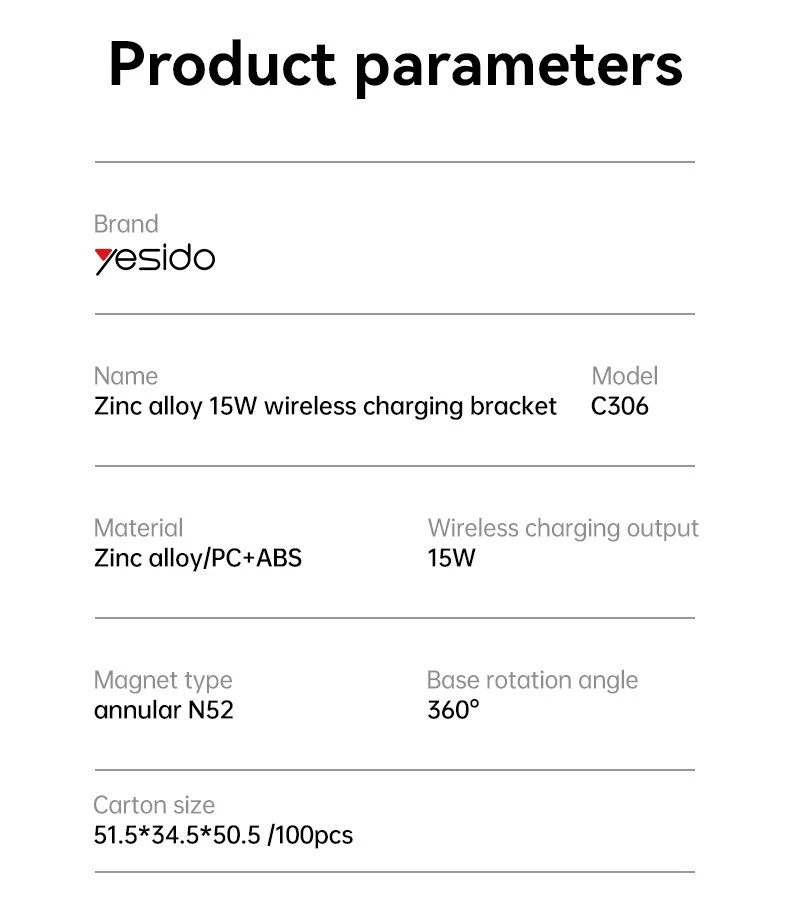 Yesido C306 3-Axis Anti-Shake Magnetic Wireless Charging Stand