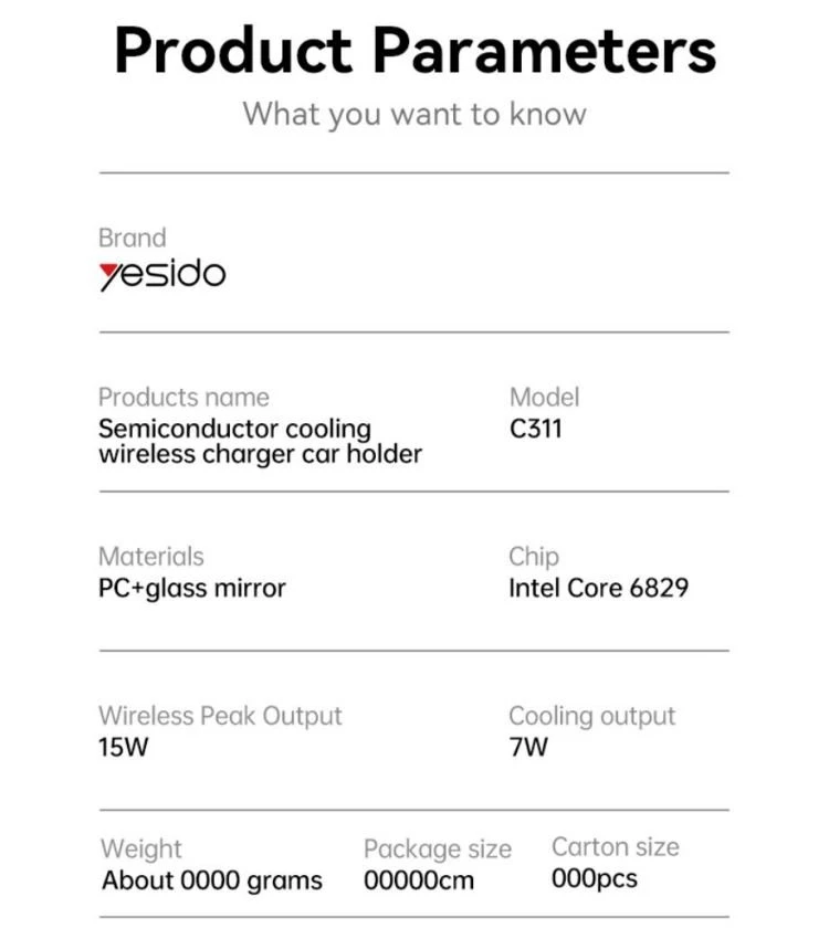 Yesido C311 15W Fast Wireless Charger with Dual Cooling & Ambient Light